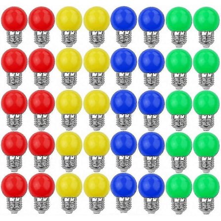 240 lumenin E27-koristeelliset LED-lamput eri väreissä (punainen, keltainen, sininen, vihreä) - 40 kpl pakkaus, AC220V-240V yhteensopivuus
