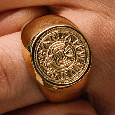 Laif Gold-Tone Makt Ring for Men - Signet rings