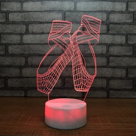 3D Ballerinaskor Nattlampa Illusion 7 Färgförändrande T