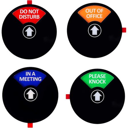 Privatlivs-skilt, Forstyr ikke-skilt, Fraværende-skilt, Bank på-skilt, I møde-skilt, Kontorskilt, Konferenceskilt til kontorer, 5 tommer, Sort-y