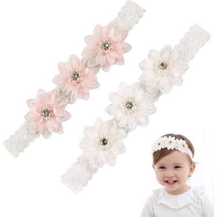 Baby Shower Hårbånd, Blomster Hårbånd for Jenter, 2stk Newb