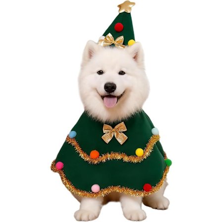 Julekæledyrskostume Hunde Juletræsdragt Julefrokost Fotoshoot Små Mellemstore Store Hunde Grøn