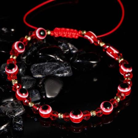 Armband, Kristallpärlarmband, Retro Ont Ögonarmband, Handgjord Kvinnligt Armband, Flätad Rep Pararmband, Lyckligt Modesmycke