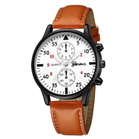4/2/1 st Herr Sportklockor Set Man Business Quartz Armbandsur Lyxigt brunt läderarmband Herr Casual Clock Watch(ingen box) Brown White