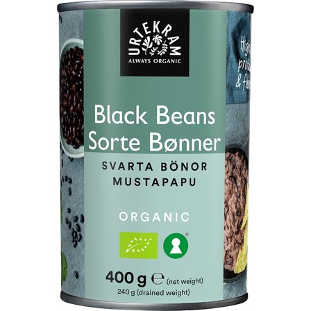 Urtekram Sorte bønner Ø 400 g, Helse & Madvarer, Pasta, Ris & Bælgfrugter, Bønner