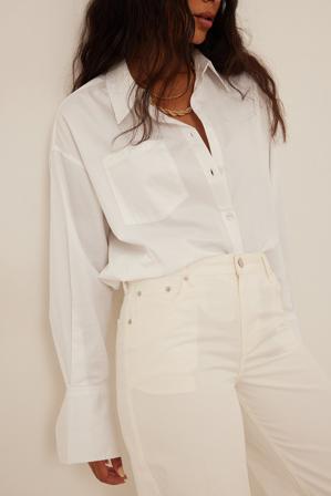NA-KD Trend Pantalon coton - Pantalons fluides évasés - OffBlanc - EU 36