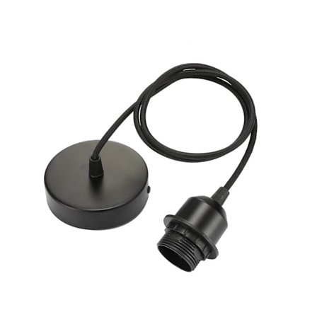 /EA/E27 Pendellampa med skruvring, 100 cm justerbar tygkabel, pendellampa kompatibel med lampskärm