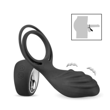 Vibrator för par med cockringar & testiklar USB No Black