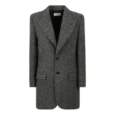 Saint Laurent, Single-Breasted Coats Szary, Kobieta, Rozmiar: M