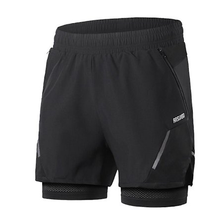 2-i-1 løpeshorts for menn med lommer med glidelås Hurtigtørrende treningsshorts for treningsstudio trening