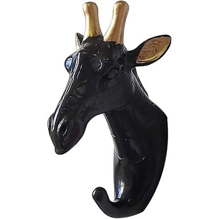 Dyreformet krog, knagerække, nøgleholder til væg, udsøgt dekorativ krog til tøj, hatte, badekåber, håndklæder (størrelse: Giraf, farve: Sort guld)