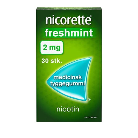 Nicorette Freshmint 2 mg medicinsk tyggegummi 30 stk., Medicin & Pleje, Rygestop, Nikotintyggegummi