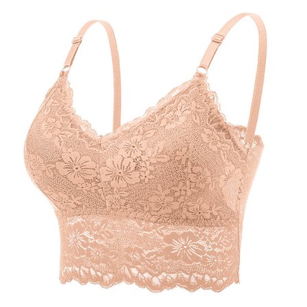 Plus Size Justerbar Spets Braletter för Kvinnor Bralette Vadderad Spets Bandeau BH