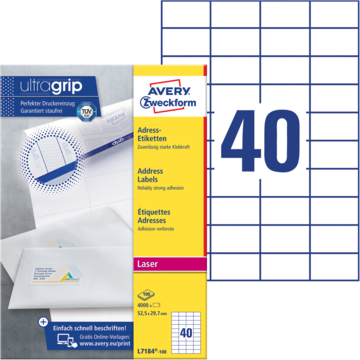 Adresseetikett 52,5x29,7mm Hvi