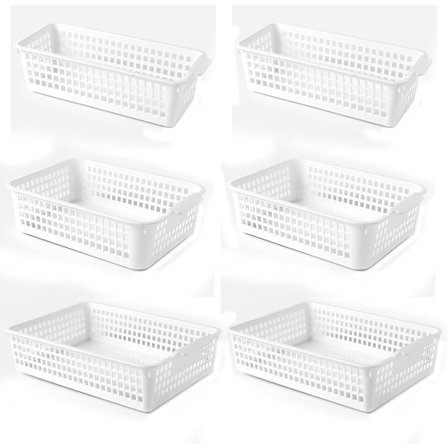6 kpl muovisia säilytyskoreja, kolme tyyppiä, säilytyslaatikon järjestäjä keittiöön/kylpyhuoneeseen/toimistoon, valkoinen