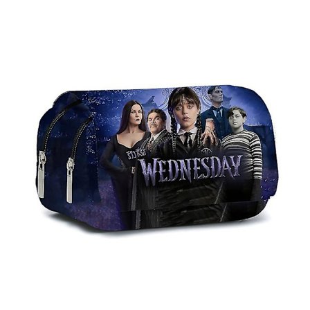 Kids Wednesday The Addams Family Print Stor Kapacitet Pennfodral Stationery Organizer Pen Väska Gåvor
