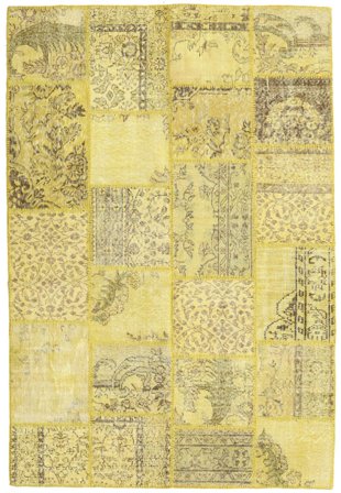 Noué À La Main Patchwork Tapis 159X236 De Laine Jaune Petit