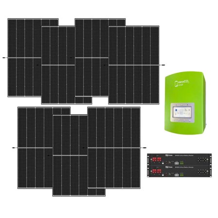 Kit fotovoltaico 3 kW con 7 pannelli fotovoltaici Trina Solar 450 W + Inverter Energy 3 kW + 2 batterie di accumulo Energy Dyness 2,4 kW