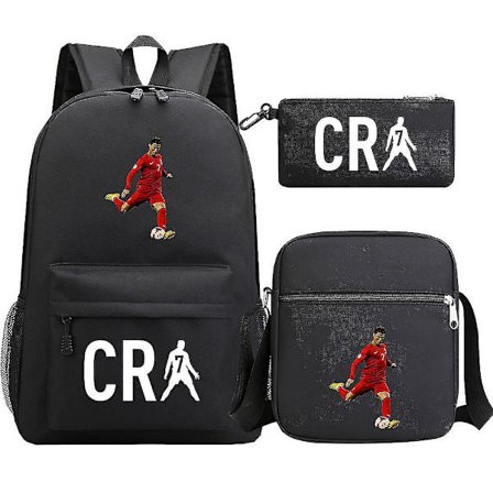 Cr7 Fotball Ryggsekk Sett - 3 stk Tegneserie Skolesekker For Tenåringer, Vanntett Reise Utendørs Skolesekk For Gutter Og Jenter