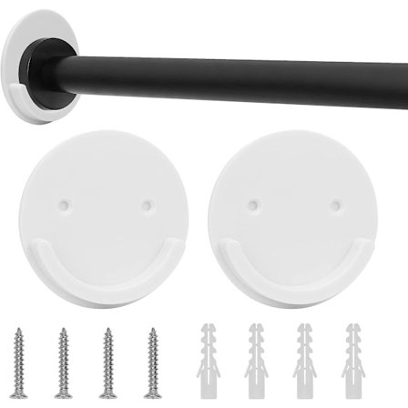 Gardinstang kroker - 2-pakning - Gardinstangbraketter - Selvklebende - Ingen boring nødvendig - Dusjforhengstang monteringsbraketter - Hvit