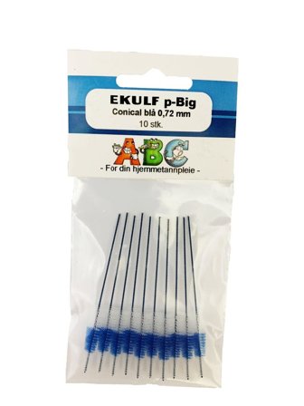 Ekulf p-big conical mellomromsbørste blå 0,72mm 10 stk