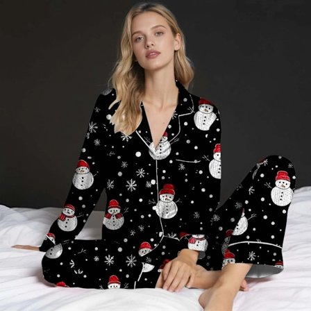 Familj Jul Pyjamas Matchande Set Siden Casual Matchande Set för Familj Mor-Far-Mor M
