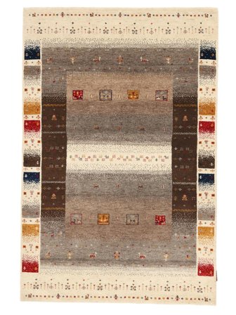 122X183 Tappeto Gabbeh Loribaft Moderno Marrone/Beige (Lana, India) Carpetvista