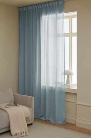 &Home - Gardin med multibånd Mila Wide 1 stk - Blå - Leggbåndslengder - 300 - Fra Homeroom