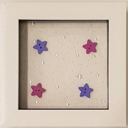 Blinka Blinka Stjärnor Flicka Vit Liten Ram av