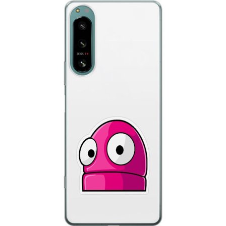Yhteensopiva Puhelinkuori Sony Sony Xperia 5 IV Pinkki sarjakuvahahmo suurilla silmillä leikkisässä ja humoristisessa tyylissä