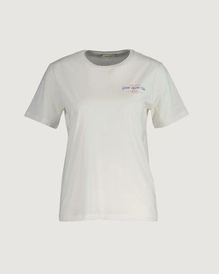 GANT - GANT-logo t-skjorte med grafikk til dame eggshell