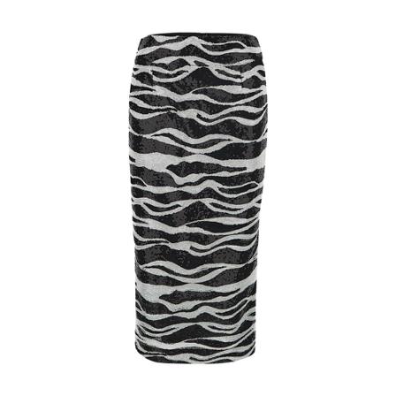 Dolce & Gabbana Zebra-Striped Sequins Nederdel Grå, Dame, Størrelse: XS