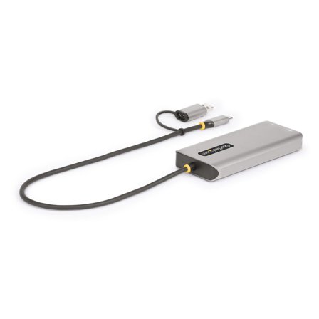 StarTech USB-C Multiport Adapter w/Attached USB-C to USB-A Dongle, Dual HDMI (4K30Hz/1080p60Hz), 3x USB-A, Mini Laptop Docking Station, Travel Dock,