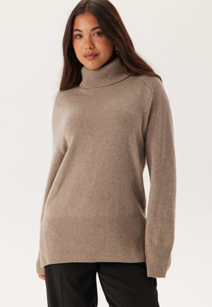 GANT - Herringbone Detail Rollneck - Warm Grey - Kläder - - Bubbleroom