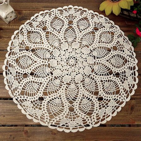 60 cm puuvillainen käsin virkattu pyöreä pitsi ontto pöytäliina cover