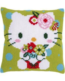 Broderikit Kudde Hello Kitty Blommor - Vervaco