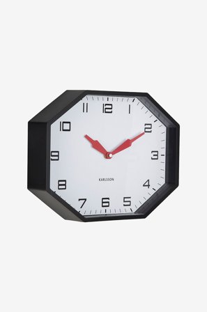 Karlsson - Veggklokke Modern Factory Octagon - Svart - Veggklokker & bordklokker - Fra Homeroom