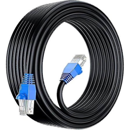 50m Cat6 Utendørs Vanntett Direktegravd Ethernet-Nettverkskabel - Utp - Cca - 550 Mhz - Svart 50 Meter