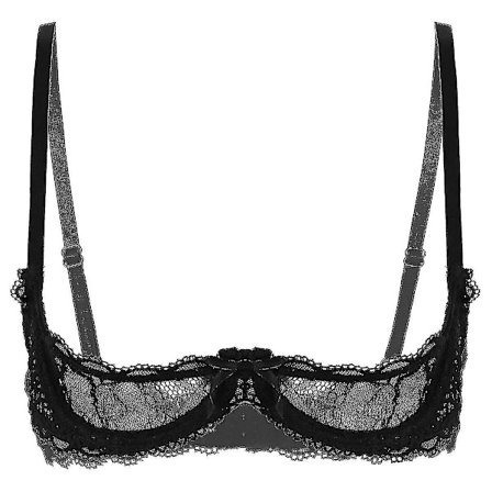 Dame 1/4 Cup Bøyle BH Halterneck O Ring Gjennomsiktig Blonde Push Up BH Undertøy Bryst Åpen BH Undertøy Xinmu