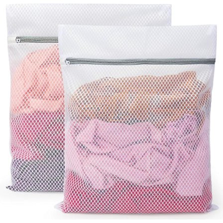 Verkkopyykkipussi, 2 kpl suuri pesukonepussi vetoketjulla, 40 x 50 cm karkea verkkopyykkipussi herkille vaatteille (valkoinen)