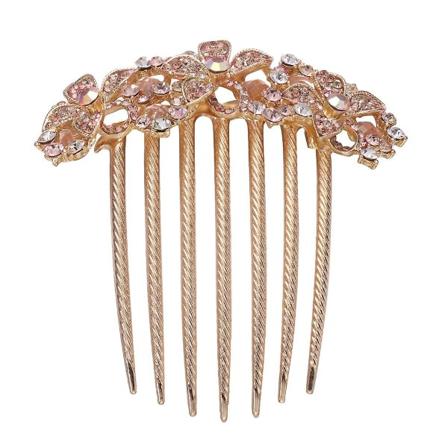 Rhinestone hårkam Krystall hårsett kam Elegant hårnål Damehodeplagg Champagne(10*10cm)