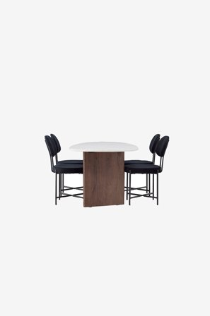 Venture Home - Spisegruppe Grönvik med 4 stk stoler Stella - Hvit - Spisegruppe 4 personer - Fra Homeroom