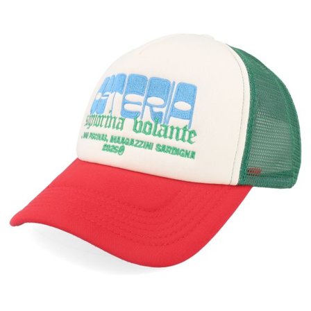 Pica Pica - Vit trucker Keps - Osteria Green/Red A-Frame Trucker @ Hatstore
