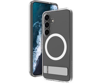 dbramante1928 Galaxy S25 - Iceland Pro Qi2 Kick - Clear - Stötdämpande mobilskal med ställ till Galaxy S25