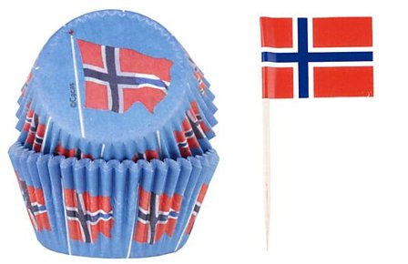 CACAS Muffinsform og sticks norske flagg 50stk/10stk