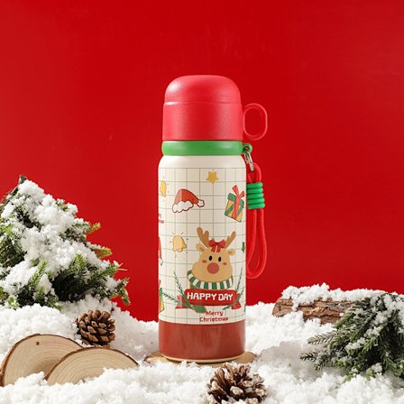 Ny Mini Te Låg Jule Isoleret Krus, Rustfrit Stål, Tegneserie Bærbar Vandflaske med Bærerem, Stor Kapacitet