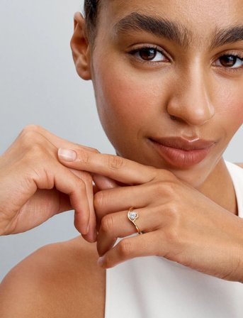 Pandora Wave Heart 14K Gold-Plated Ring With Clear Cubic Zirconia - Gold - 50