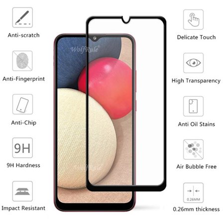 Galaxy A02s Skärmskydd + Kameralinsskydd 2.5D HD 0,3mm