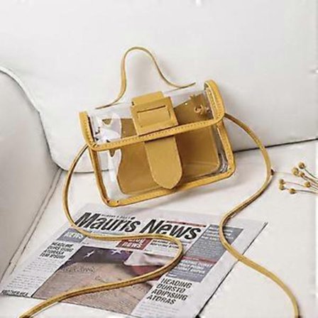 Dame One Shoulder Transparent Jelly Lille Firkantet Taske, 18cm * 6cm * 13cm, gul