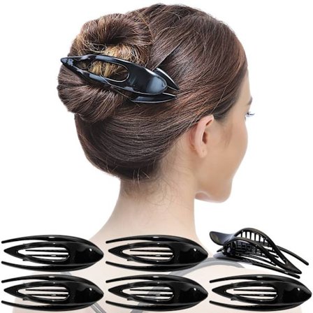 Pakke med 6 store sorte hårklemmer franske buede hårklemmer til kvinder